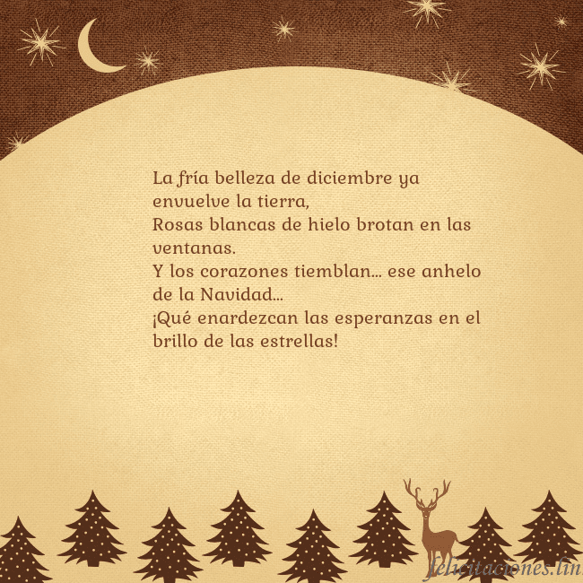 Tarjeta marrón con ciervos y abetos