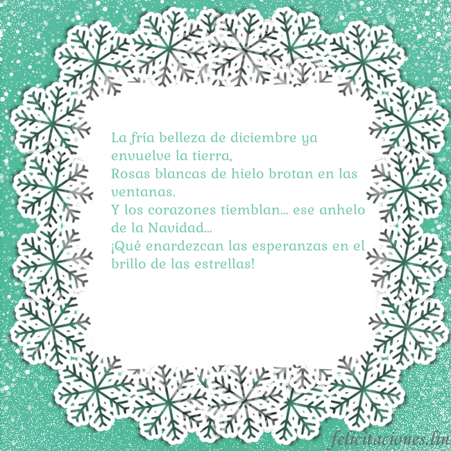 Tarjeta con copos de nieve La fría belleza de diciembre ya envuelve la tierra Tarjeta con copos de nieve