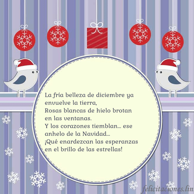 Tarjeta con pájaros navideños La fría belleza de diciembre ya envuelve la tierra Tarjeta con pájaros navideños