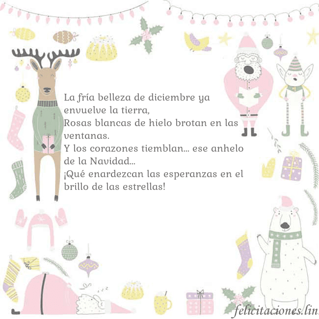 Tarjeta con un ciervo gracioso La fría belleza de diciembre ya envuelve la tierra Tarjeta con un ciervo gracioso
