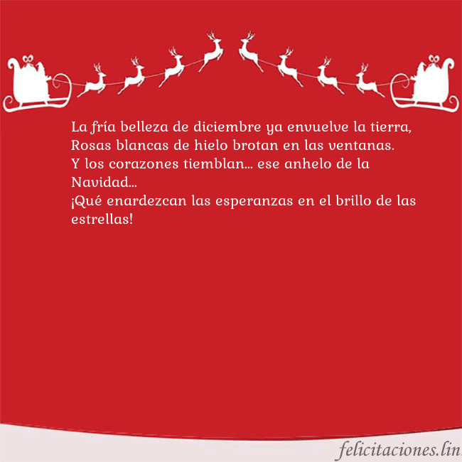 Postal roja con ciervos La fría belleza de diciembre ya envuelve la tierra Postal roja con ciervos