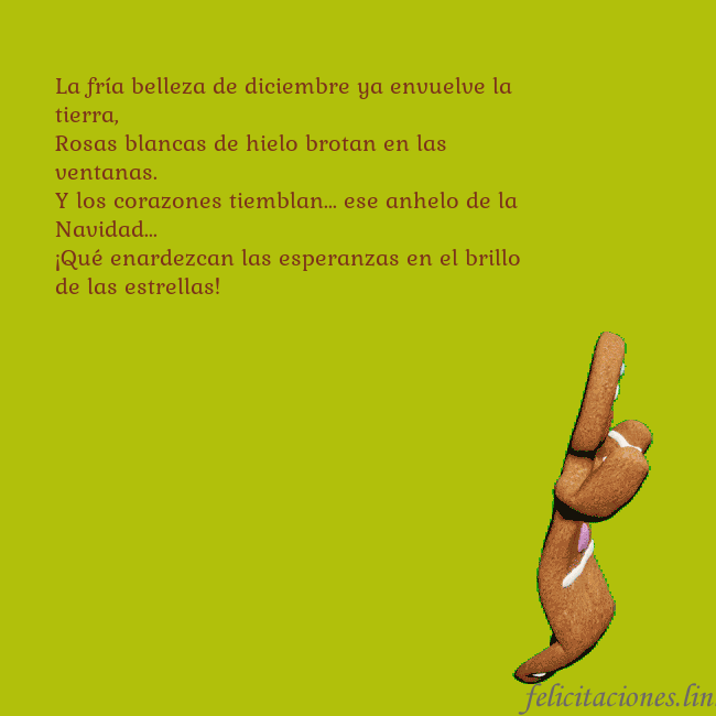 Postal electrónica animada con pan de jengibre bailando La fría belleza de diciembre ya envuelve la tierra Postal electrónica animada con pan de jengibre bailando