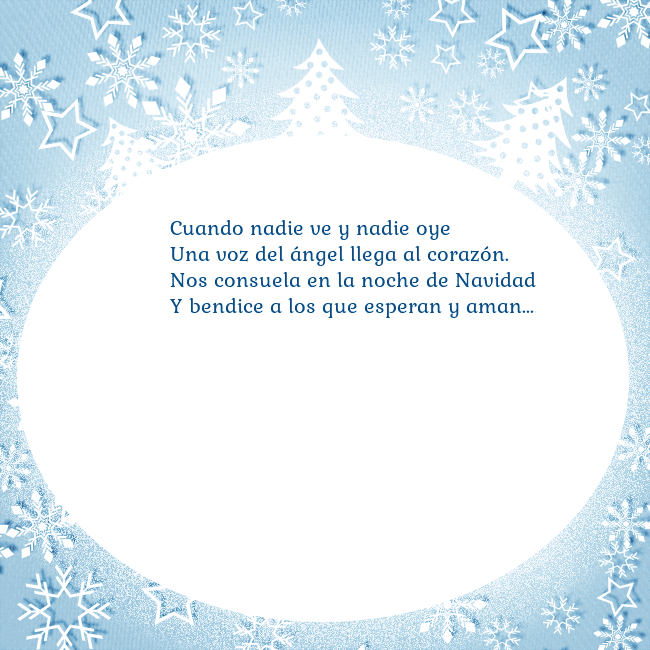 Tarjeta con abetos y copos de nieve