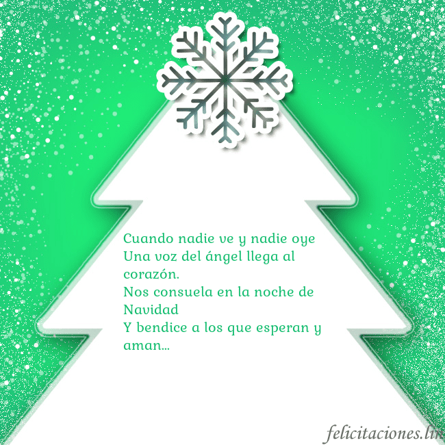Tarjeta con un gran árbol de Navidad blanco sobre un fondo verde