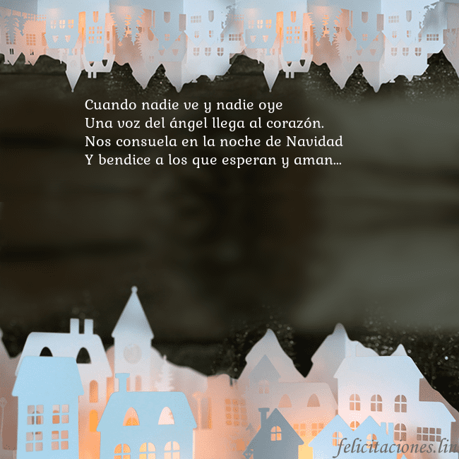 Tarjeta con una ciudad resplandeciente Cuando nadie ve y nadie oye
Una voz del ángel lleg Tarjeta con una ciudad resplandeciente
