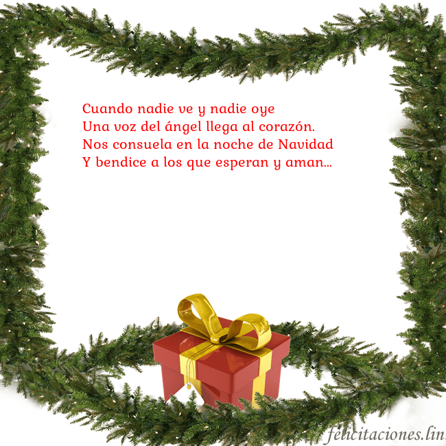 Tarjeta con ramas de abeto y regalo Cuando nadie ve y nadie oye
Una voz del ángel lleg Tarjeta con ramas de abeto y regalo