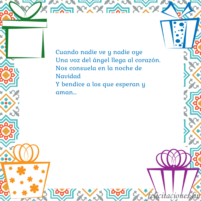 Tarjeta con regalos Cuando nadie ve y nadie oye
Una voz del ángel lleg Tarjeta con regalos