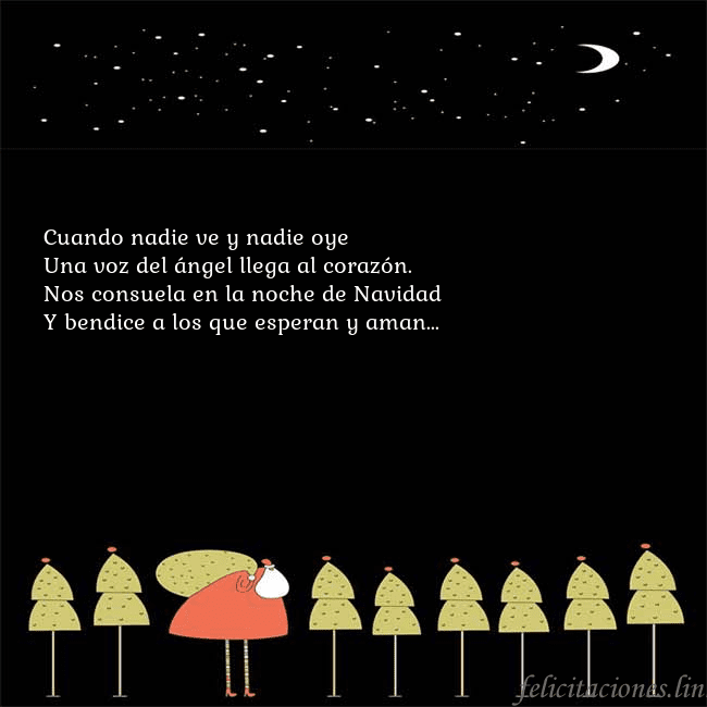 Tarjeta con Papá Noel y árboles de Navidad