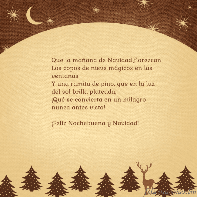 Tarjeta marrón con ciervos y abetos