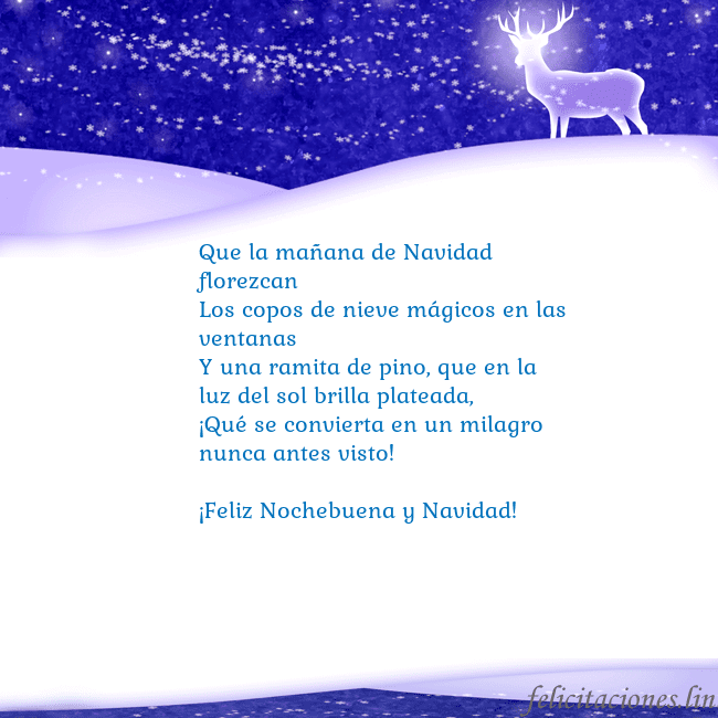 Tarjeta con con nieve y un ciervo brillante
Que la mañana de Navidad florezcan
Los copos de n Tarjeta con con nieve y un ciervo brillante