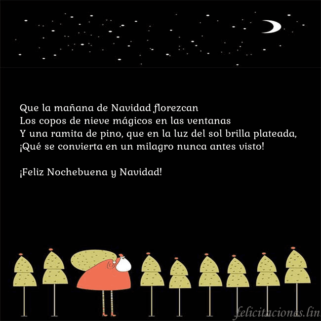 Tarjeta con Papá Noel y árboles de Navidad
Que la mañana de Navidad florezcan
Los copos de n Tarjeta con Papá Noel y árboles de Navidad