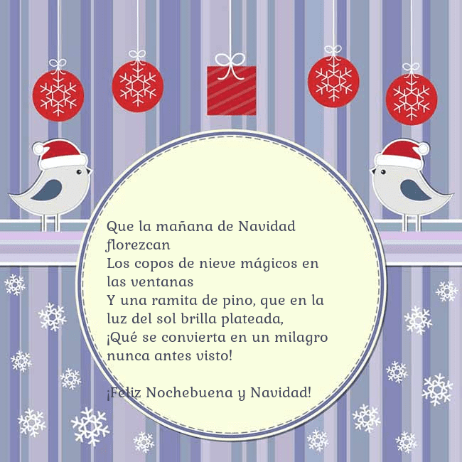 Tarjeta con pájaros navideños
Que la mañana de Navidad florezcan
Los copos de n Tarjeta con pájaros navideños