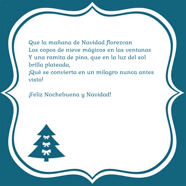 Tarjeta con un árbol de Navidad azul
Que la mañana de Navidad florezcan
Los copos de n Tarjeta con un árbol de Navidad azul
