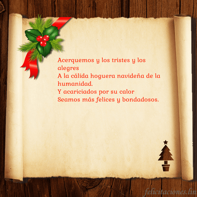 Tarjeta de Navidad sobre madera y pergamino Acerquemos y los tristes y los alegres
A la cálida Tarjeta de Navidad sobre madera y pergamino