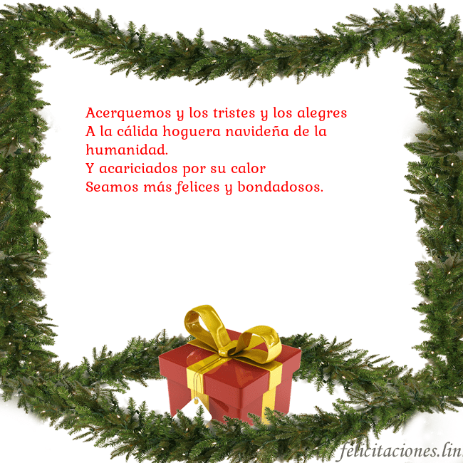 Tarjeta con ramas de abeto y regalo Acerquemos y los tristes y los alegres
A la cálida Tarjeta con ramas de abeto y regalo
