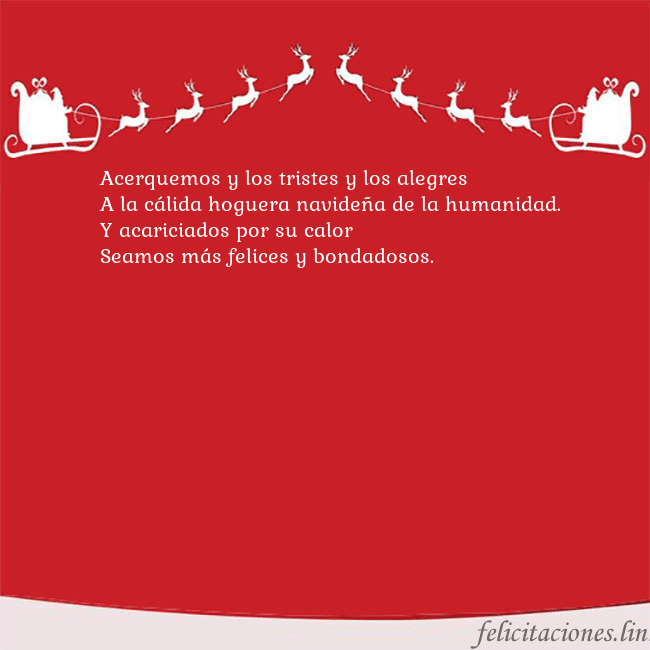 Postal roja con ciervos Acerquemos y los tristes y los alegres
A la cálida Postal roja con ciervos