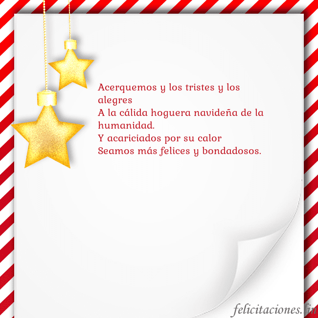 Tarjeta con estrellas doradas Acerquemos y los tristes y los alegres
A la cálida Tarjeta con estrellas doradas