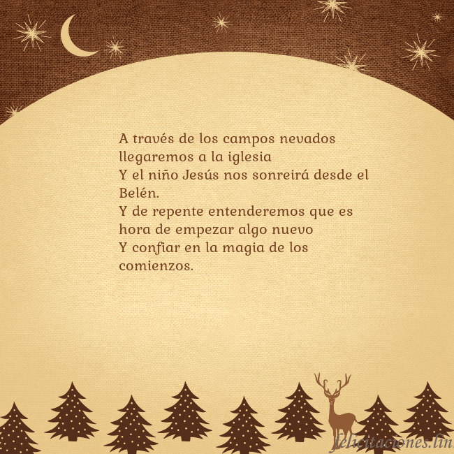 Tarjeta marrón con ciervos y abetos