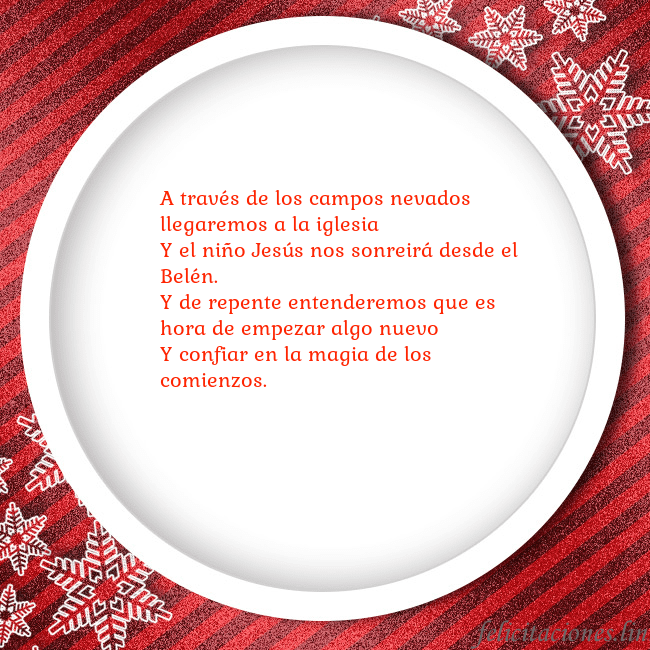 Tarjeta con marco rojo A través de los campos nevados llegaremos a la igl Tarjeta con marco rojo