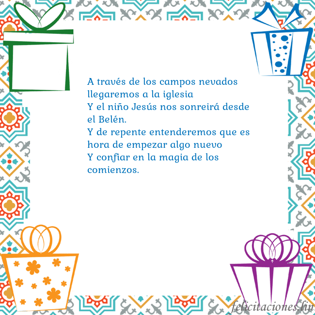 Tarjeta con regalos A través de los campos nevados llegaremos a la igl Tarjeta con regalos