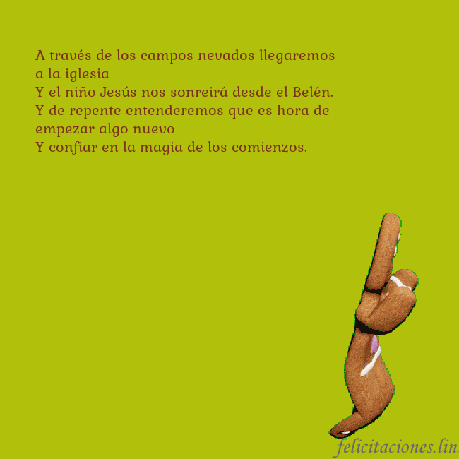 Postal electrónica animada con pan de jengibre bailando A través de los campos nevados llegaremos a la igl Postal electrónica animada con pan de jengibre bailando