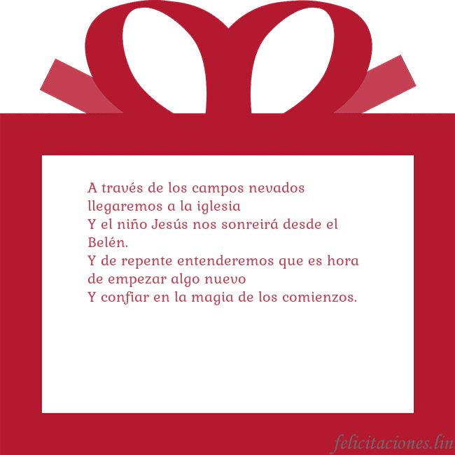 Tarjeta de felicitación - un regalo rojo A través de los campos nevados llegaremos a la igl Tarjeta de felicitación - un regalo rojo