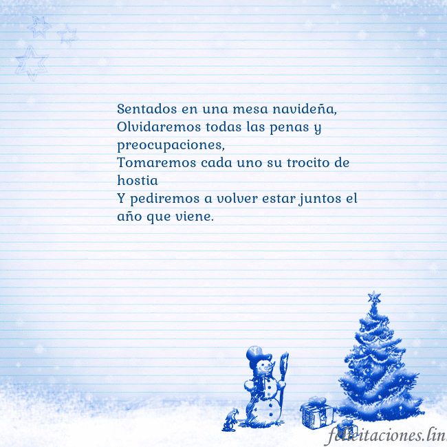 Tarjeta con un muñeco de nieve azul y un árbol de Navidad