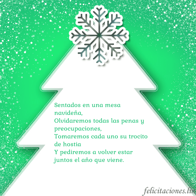 Tarjeta con un gran árbol de Navidad blanco sobre un fondo verde