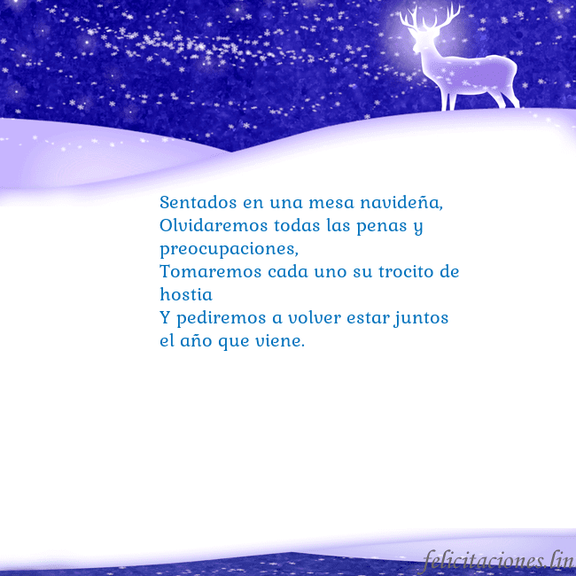 Tarjeta con con nieve y un ciervo brillante Sentados en una mesa navideña,
Olvidaremos todas l Tarjeta con con nieve y un ciervo brillante
