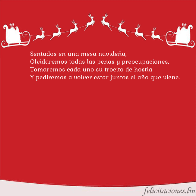 Postal roja con ciervos Sentados en una mesa navideña,
Olvidaremos todas l Postal roja con ciervos
