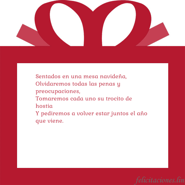 Tarjeta de felicitación - un regalo rojo Sentados en una mesa navideña,
Olvidaremos todas l Tarjeta de felicitación - un regalo rojo