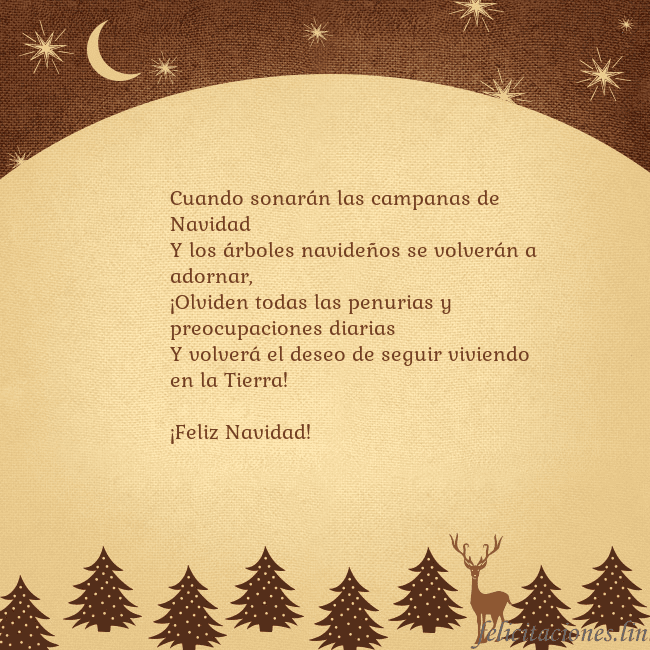 Tarjeta marrón con ciervos y abetos