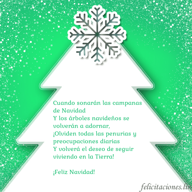 Tarjeta con un gran árbol de Navidad blanco sobre un fondo verde Cuando sonarán las campanas de Navidad
Y los árbol Tarjeta con un gran árbol de Navidad blanco sobre un fondo verde