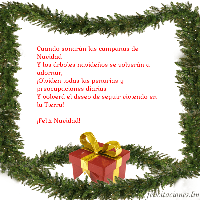 Tarjeta con ramas de abeto y regalo