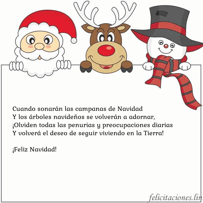 Tarjeta con santa claus, ciervos y monigote de nieve Cuando sonarán las campanas de Navidad
Y los árbol Tarjeta con santa claus, ciervos y monigote de nieve