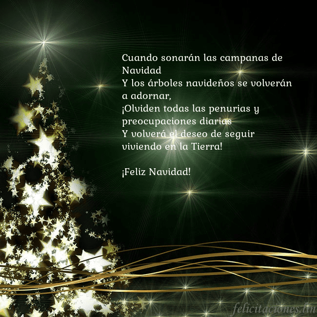 Tarjeta de Navidad verde con árbol dorado brillante Cuando sonarán las campanas de Navidad
Y los árbol Tarjeta de Navidad verde con árbol dorado brillante