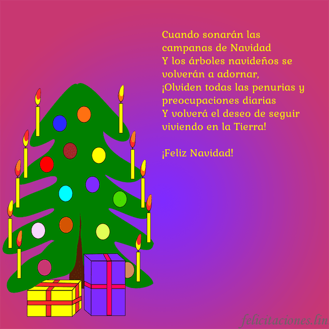 Tarjeta de felicitación brillante con un árbol de Navidad pintado Cuando sonarán las campanas de Navidad
Y los árbol Tarjeta de felicitación brillante con un árbol de Navidad pintado