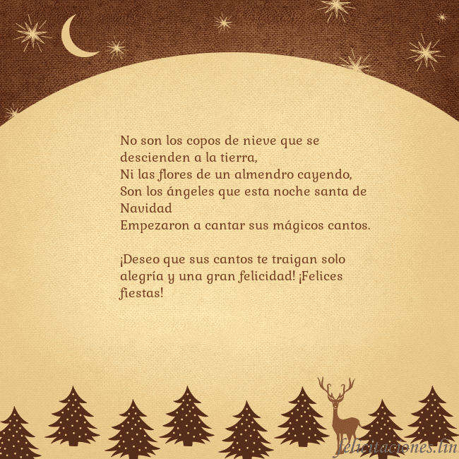 Tarjeta marrón con ciervos y abetos