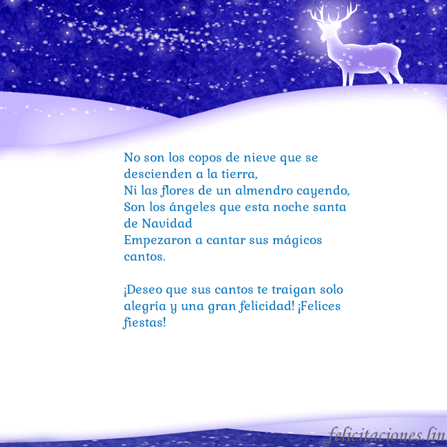 Tarjeta con con nieve y un ciervo brillante No son los copos de nieve que se descienden a la t Tarjeta con con nieve y un ciervo brillante