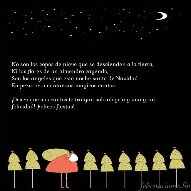 Tarjeta con Papá Noel y árboles de Navidad No son los copos de nieve que se descienden a la t Tarjeta con Papá Noel y árboles de Navidad