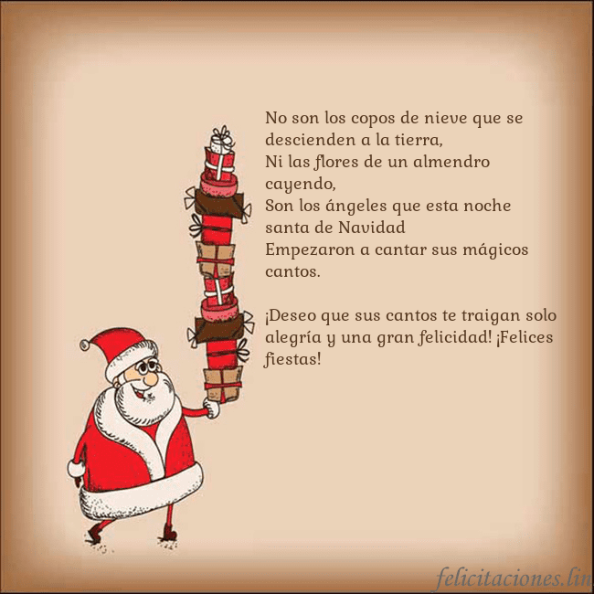 Tarjeta con Papá Noel y regalos No son los copos de nieve que se descienden a la t Tarjeta con Papá Noel y regalos