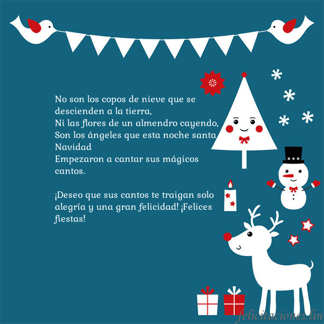 Tarjeta con alces, pájaros y árbol de Navidad No son los copos de nieve que se descienden a la t Tarjeta con alces, pájaros y árbol de Navidad