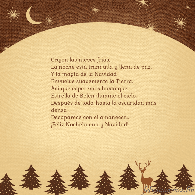 Tarjeta marrón con ciervos y abetos