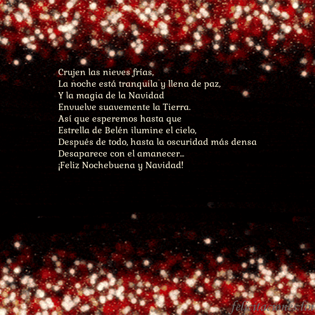 Postal animada intermitente negro-rojo Crujen las nieves frías,
La noche está tranquila y Postal animada intermitente negro-rojo