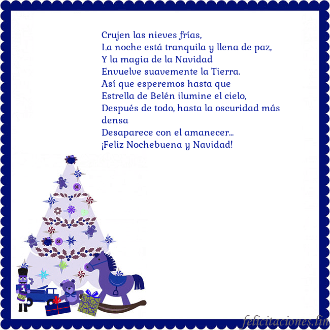 Tarjeta de felicitación con un árbol de Navidad y El Cascanueces Crujen las nieves frías,
La noche está tranquila y Tarjeta de felicitación con un árbol de Navidad y El Cascanueces