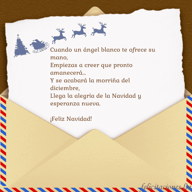 Tarjeta con sobre y ciervo Cuando un ángel blanco te ofrece su mano,
Empiezas Tarjeta con sobre y ciervo