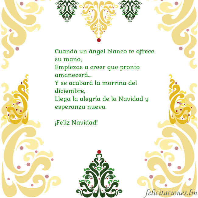 Tarjeta con adornos navideños Cuando un ángel blanco te ofrece su mano,
Empiezas Tarjeta con adornos navideños