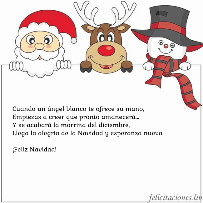 Tarjeta con santa claus, ciervos y monigote de nieve Cuando un ángel blanco te ofrece su mano,
Empiezas Tarjeta con santa claus, ciervos y monigote de nieve
