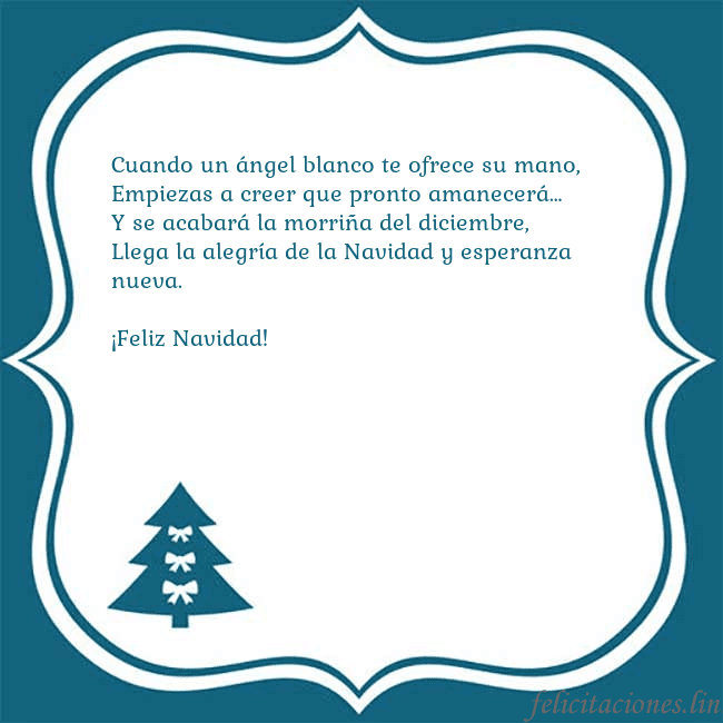 Tarjeta con un árbol de Navidad azul Cuando un ángel blanco te ofrece su mano,
Empiezas Tarjeta con un árbol de Navidad azul