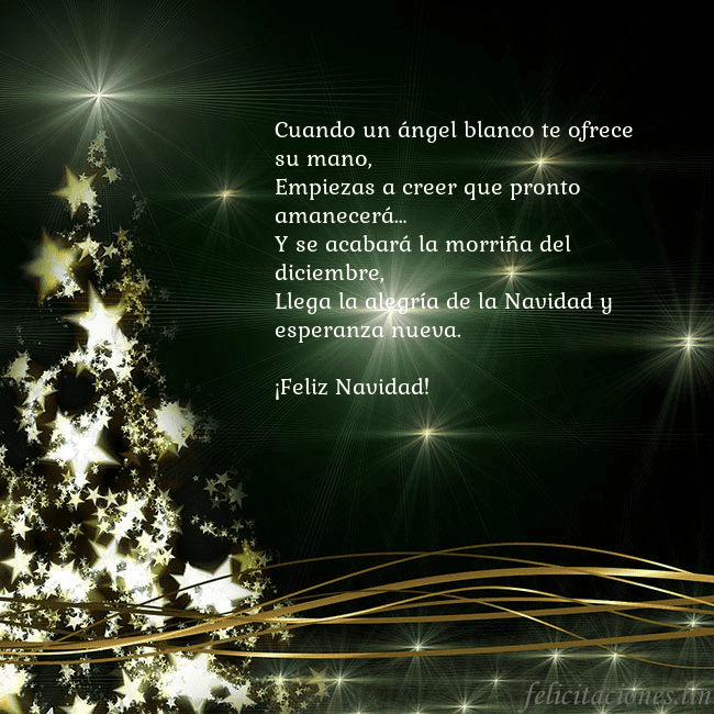 Tarjeta de Navidad verde con árbol dorado brillante Cuando un ángel blanco te ofrece su mano,
Empiezas Tarjeta de Navidad verde con árbol dorado brillante